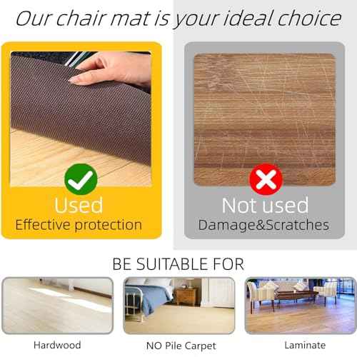Office Chair Mat, 39"x39" Round Floor Protector Mat for Very Low Flat or No Pile Carpet/Hardwood Floor, Multi-Purpose Desk Chair Mat Rug£¨Dark Grey£©