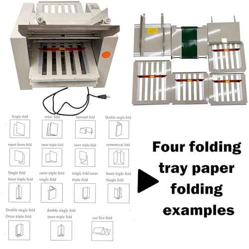 Paper Folding Machine Digital Paper Folder with Electronic Counter Automatic Electric Document Folder Speed Adjustable Desktop Origami Machine with 4 Folding Trays 262ft/min 110V