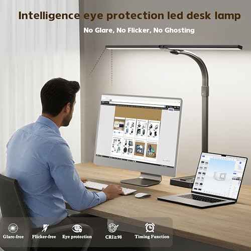 Desk lamp£¬Led Desk Lamp for Office Home - Eye Caring Architect lamp, 24WDual Screen Computer Monitor Adjustable Smart Desk lamp, Suitable for Home/Office/Bedroom