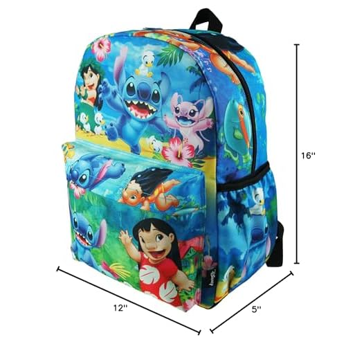 Lilo And Stitch Deluxe Oversize Print Large 16" Backpack with Laptop Compartment - A19563 Multi-color