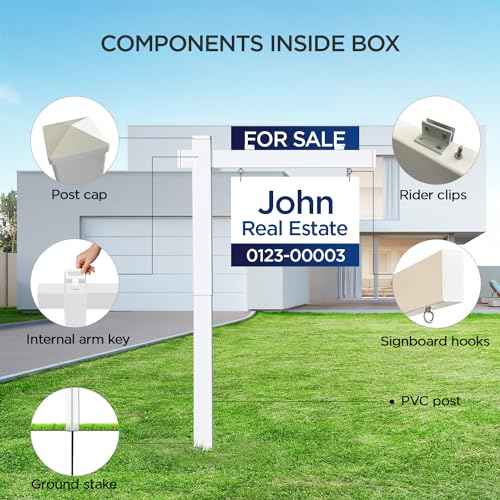 Real Estate Sign Posts Real Estate Signs Holder Realtor Sign Colonial Post 6ft Tall Made of Vinyl PVC Holds for Sale Yard Signs Up To 24 Inch