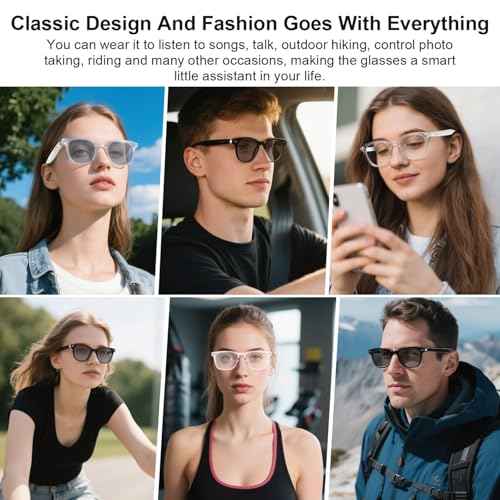 Smart Translation Glasses, Photochromic Lenses, Open-Ear Audio Design, Support 160+ Languages, Simultaneous Interpretation via APP, Bluetooth Glasses for Meeting, Traveling, Business(Black)