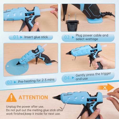 ThinkLearn Dual-Temp Hot Glue Gun 60W/100W Full Size with 59 Glue Sticks Kit