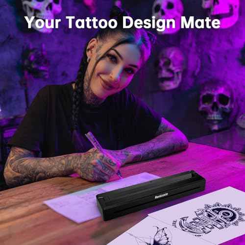 Tattoo Stencil Printer for Beginners & Artists, Wireless Thermal Transfer Machine with 10 Thermal Papers, Support Android, iOS, Windows, MacOS, Work with Mobile and PC