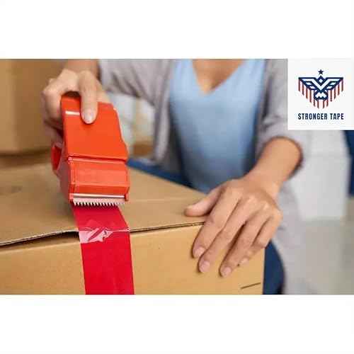 Red Carton Sealing Tape, Packing Tape, Moving Tape, 2" Inch x 110 Yards, 2.0 Mil Thick, (6 Rolls) Heavy Duty Carton Sealing Tape