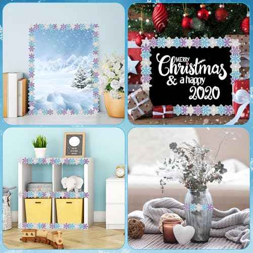 80 Ft Snowflake Bulletin Border Trim Winter Bulletin Board Decorations Snowflake Die Cut Border Roll for Classroom Office Chalkboard Wall Christmas Holiday Party Decor