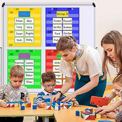 EAMAY Classroom Magnetic Pocket Chart for Kids, Mini Double-Sided Pocket Charts for Teachers Fits 3" Sentence Strips and Cards(14" x 17") (4)