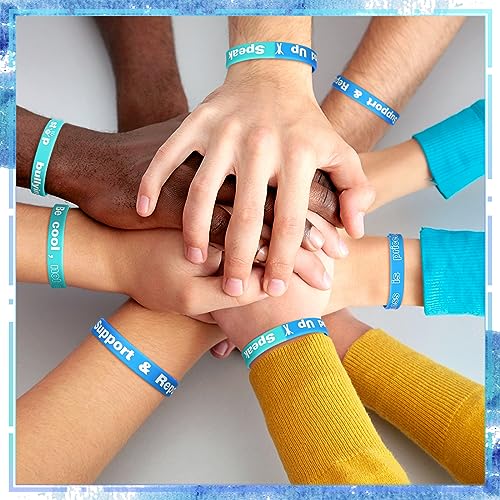 400 Pcs Anti Bullying Wristbands Bulk Against Bullying Silicone Bracelet Unisex Stretchy Motivational Silicone Wristbands for Women Men Awareness Fundraising Support Group