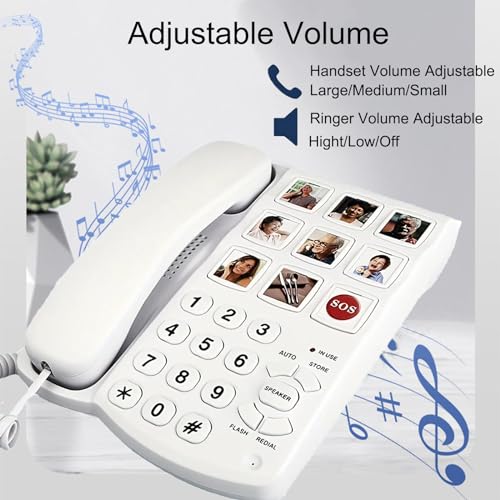 Corded Phones for Seniors - 9 One-Touch Memory Speed Dialing Desktop Landline Telephone for Office, Front Desk, Home, Hotel