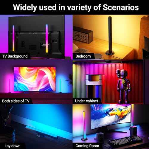 TJOY Smart LED Light Bars, 14 Inches TV Backlight with Music Sync and Scene, RGB Light Bar for Room, 60 Lumens, Gaming Desk Lighting, Ambient Lighting for PC, Game, Pictures, Room Decoration(Black)