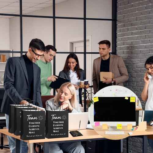 12 Set Employee Appreciation Gifts Bulk Inspirational Gifts Team Gift Bag PU Leather Notepad Holder with Pen Holder Team Keychain Ballpoint Pen Bulk Gifts for Colleagues Employees(Team)