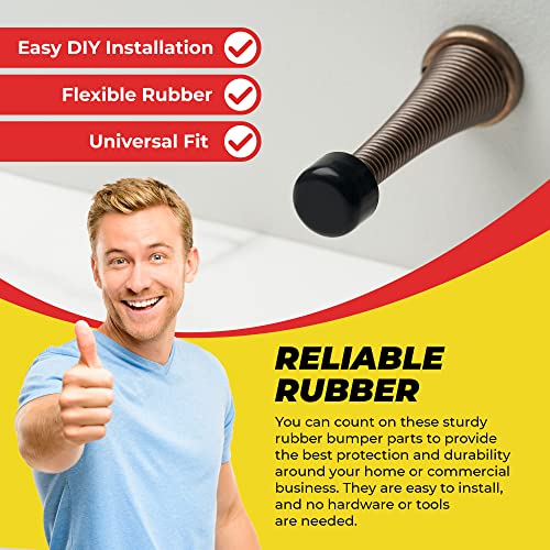 Premium Rubber Door Stop Cap – Universal Hinge & Wall Protectors, 5/8" OD 1/4" ID, Black