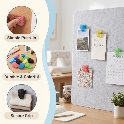 30 Pack Colorful Wall Cubicle Clips for Photos, Notes & Papers - Office & Home Organization