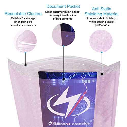 Anti Static Bubble Bags, Resealable Static Shielding Bag, Reusable for Sensitive Electronic Components (X-Large Qty 10, Pink)