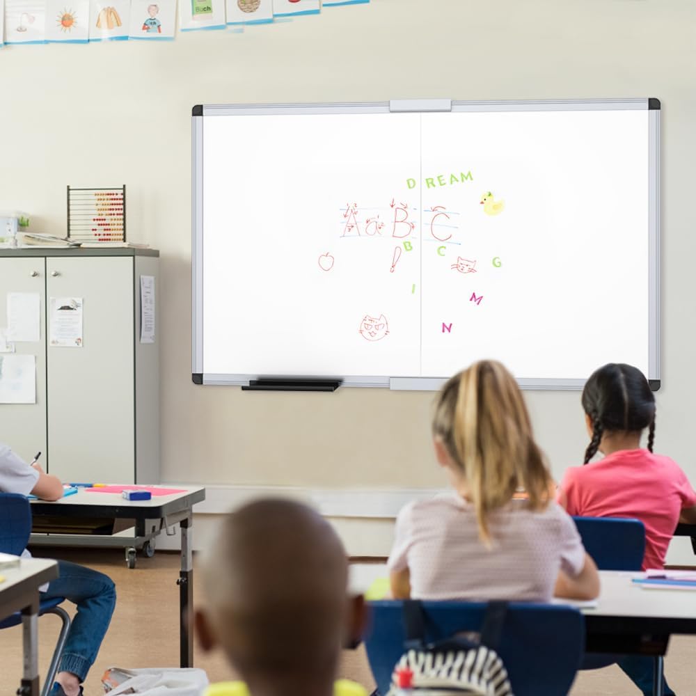 VIZ-PRO Magnetic Dry Erase Board - 60" X 48" Foldable Wall-Mounted Whiteboard with Aluminum Frame & Marker Tray