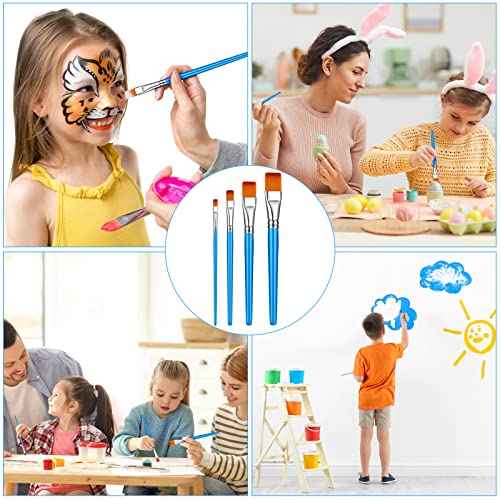 120 Pieces Flat Paint Brushes for Acrylic Painting Large Synthetic Brushes Bulk with Wooden Handle for Watercolor Oil Crafts Face Body Art for Kids Adults Artist, 1/0.75/0.5/0.25 Inch