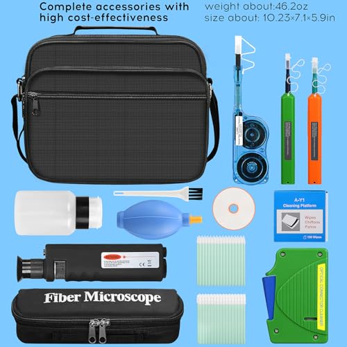 BAOSHLA 14-in-1 Fiber Optic Cleaning Kit with Microscope & Connector Tools