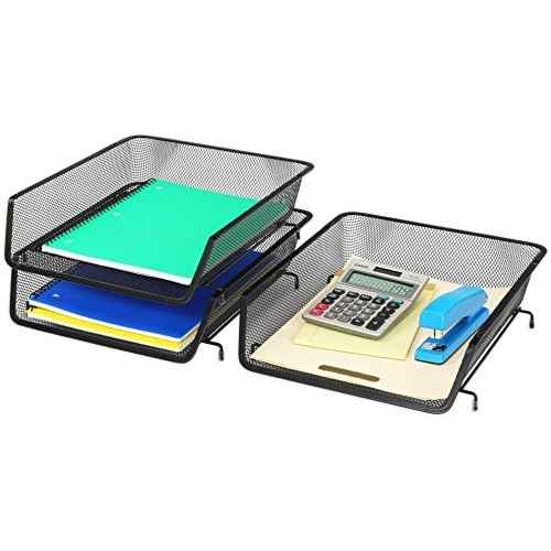 Simple Houseware Stackable Desk File Document Letter Tray Organizer, 3 Packs, Black