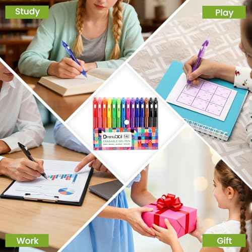 Erasable Pens 0.7mm - Black & Blue Gel Ink, Quick-Drying, Comfort Grip Writing Pens for School, Office, Exams - Gift Set for Students, Kids & Artists