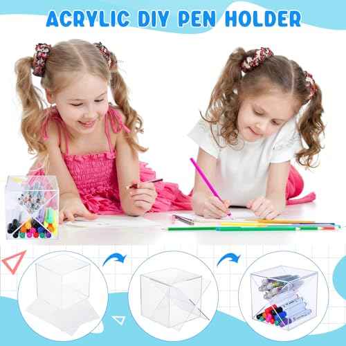 Kosiz 6 Pcs Back to School Stackable Pen Organizer 5.12 Inch Marker Pen Clear Holder Stackable Cube Organizer Removable Divider Acrylic Holder for Office Desk Desktop Storage
