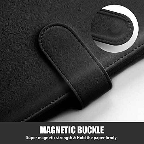 Sooez A5 Binder 6 Ring, Refillable Notebook Planner Cover, Small Leather Organizer Empty Binder for Budget,Journal,Photocard Holder,Recipe Book, Aesthetic Loose Leaf Binder with Magnetic Buckle