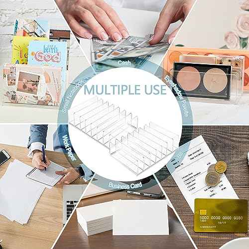 Geetery 4 Pcs Acrylic Cash Tray for Cash Stuffing Mail Sorter Organizer Clear Desk Envelope Organizer for Sorting Mail Envelope Bill Business Card Eyeshadow Palette(7 Slot)