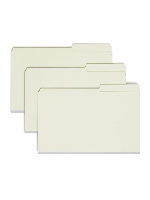 Smead Pressboard Fastener File Folder with SafeSHIELD Fasteners, 2 Fasteners, 2/5-Cut Tab Right Position, Guide Height, 2" Expansion, Legal Size, Gray/Green, 25 per Box (19920)