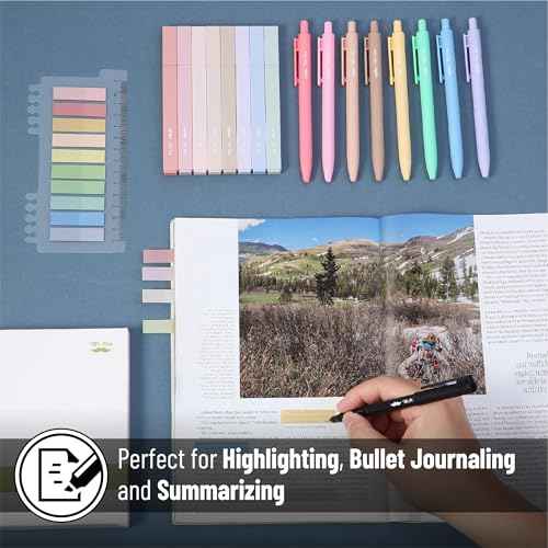 Mr. Pen Aesthetic 16 Pack Colored Gel Pens & 200 Sheets Sticky Tabs - No Bleed Highlighters for Bible Pages