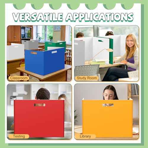 30 Pack Plastic Desk Dividers for Students, Durable Waterproof Testing Dividers Bulk Easy to Clean Trifold Privacy Folder Boards for Kindergarten Elementary School Office Study (Multicolor)