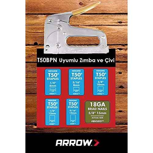 Arrow T50PBN Heavy Duty Manual 2-in-1 Staple Gun and Brad Nailer for Upholstery, Framing, Insulation, Crafts, and Furniture, Silver