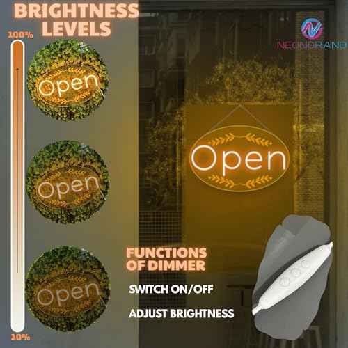 LED Open Sign for business ? Led Neon Light with Hanging Kit and Plug for Shop, Window, or Business Use (Orange Yellow, 16.5x10.5'')