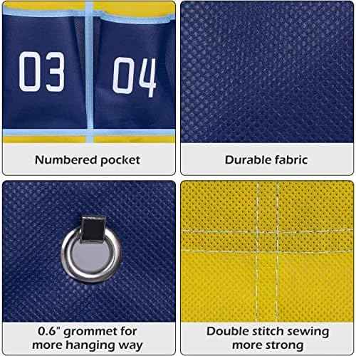 MISSLO Classroom Cell Phone Calculator Holder Numbered 30 Pockets Chart Hanging Wall Door Storage Organizer (Blue)