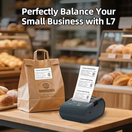 L7 Label Maker Machine with Tape, Thermal Label Printer Easy to Use for Office, Home, Business, 2 Inch Label Maker with 1 Roll of 1.97 * 1.18inch White Label Paper