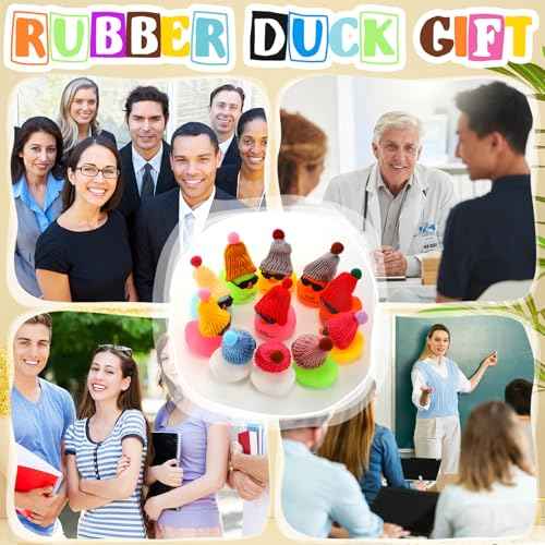 Liliful 48 Set Employee Appreciation Gift Bulk for Coworker You Are Awesome Sign Card Cheer up Rubber Ducks with Glasses Inspirational Mini Christmas Thank You Gift for Staff Team Teacher Women