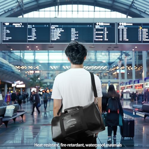 fireproof waterproof travel duffle bag,fireproof bag with lock£¬Waterproof is suitable for indoor storage, travel, camping and other scenarios (black, 17 * 10 * 8.6 inch)