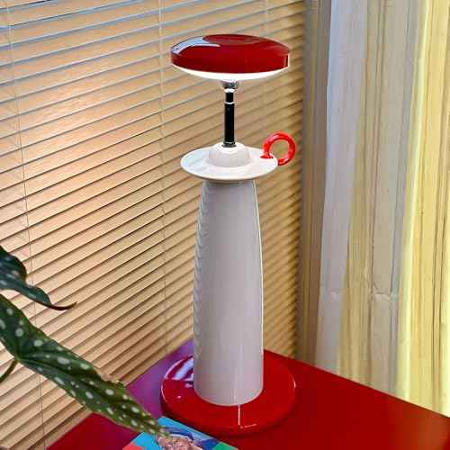jonong Modern 2-in-1 LED Table & Floor Lamp, Adjustable Height 14.5-55.1 inches, Red Table lamp,Suitable for Bedroom, Living Room, Office, Gift for Friends, Women (White-Red)
