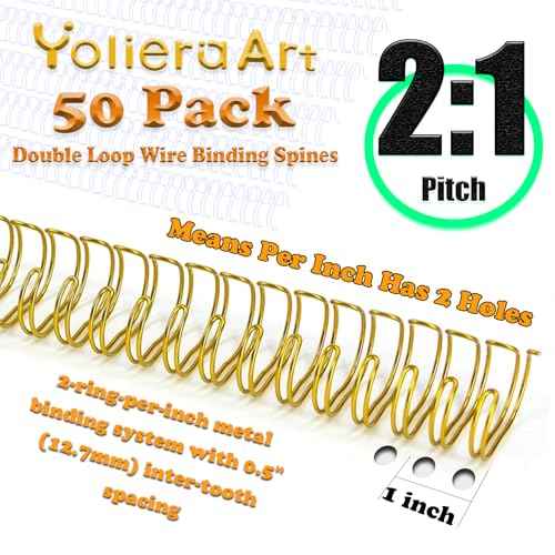 1 Inch Double Loop Wire Binding Spines 2:1 Pitch White, 50 Pack Notebook Binding Rings 220 Sheet Capacity for Booking Letter Size and Binding-Machines YolieraArt Cinch Wires Office Products
