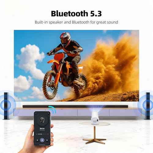 Projector with WiFi and Bluetooth- Mini Projector, 4K Support Android 11.0 Portable Movie Projector, 270¡Æ Rotation Automatic Vertical Keystone Correction, Compatible with iphone/TV Stick/HDMI/USB
