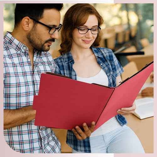 12 Pcs Classification Folders Legal Size 2 Dividers Bulk Pressboard File Folder with Fastener 2 Prongs Heavy Duty Expansion File Organizer for Office School Medical, Fit 8.5x14 Inch Paper