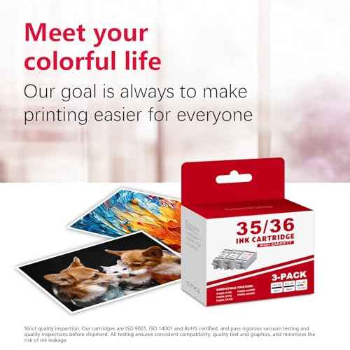 PGI-35 Black and CLI-36 Color Ink Cartridge Compatible Replacement for Canon PGI-35 CLI-36 Ink Cartridge Combo Pack Work with PIXMA iP100 iP110 TR150 PIXMA mini260 mini320 Printer (2Black+1Tri-Color)
