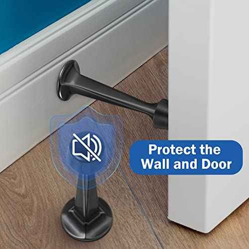 Chumia 24 Pack Door Stop Heavy Duty Solid Rigid Door Bottom Stoppers with Soft Rubber Tip Wall Mount for Protect Wall(Black)