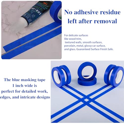 Painters Tape 1 Inch Wide, 12 Pack Painters Tape for General Purpose Use, 1 Inch X 55 Yards X 12 Rolls, 660 Yards in Total