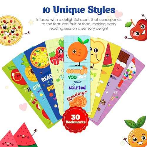 Large Sized Scratch and Sniff Scented Bookmarks, 10 Styles ? Fun Smelly Bookmarks for Kids, Teachers, Reading Rewards, Classroom Incentives, & Party Favors (Starter Pack, 30 Pieces)
