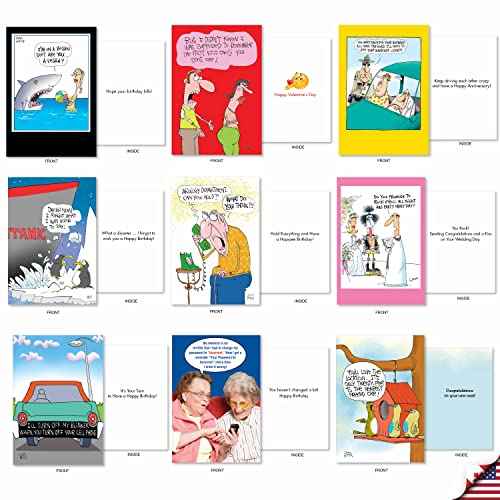 NobleWorks - 36 Assorted Funny Mixed Occasions Greeting Cards Bulk Box Set with Envelopes (36 Designs, 1 Each) Humor Card Variety Pack for Men and Women - A Mix of McCoy AC9381XXG-B1x36
