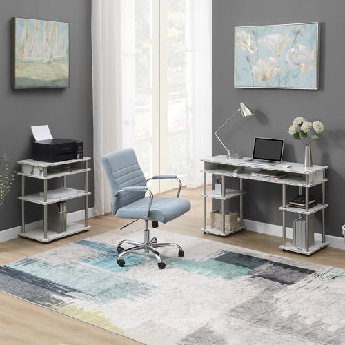 Designs2Go No Tools Printer Stand with Shelves 23.75" - Contemporary Modern Storage Printer Stand for Office, Den Organization, White Faux Marble