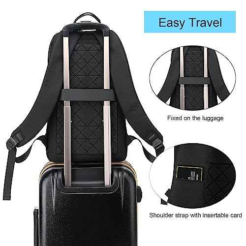 Business Slim Backpack for Men Women 15.6 inch Water Resistant Laptop Backpack with USB Charger Computer Notebooks Lightweight Small Backpacks For School/Travel/Business/Work/College Bag