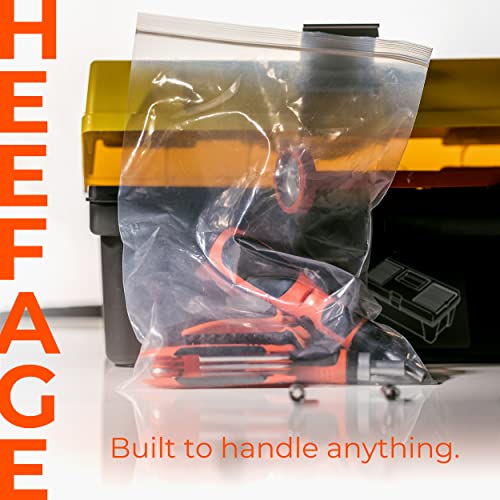 Heefage Heavy Duty 10x12 Inch Zip Bags 6mil Thick, 25 Pack - Puncture-Resistant Reusable Poly Bags for Tools & Storage