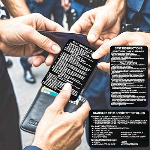 SFST Thick Card Standardized Field Sobriety Test, Black Metal Bend-Resistant SFST Card with Clues, SFST Instruction Police Law Enforcement Gifts (HVBR-EN-BLK-1P)