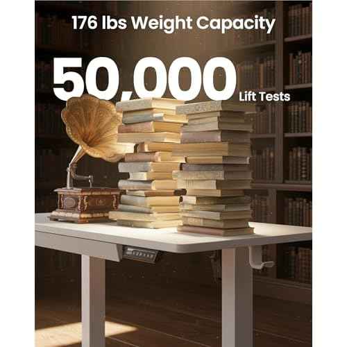 ErGear 44 inch Electric Standing Desk with Drawers, Adjustable Height with Storgear, 4 Memory Height Settings, Sit Stand Up Desk for Home Office & Computer Workstation, White