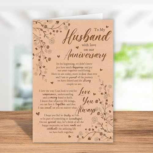 Sweet Anniversary Card for Him, Romantic Wife To Husband Greeting Card With Heartfelt Message, To My Husband With Love on Our Anniversary